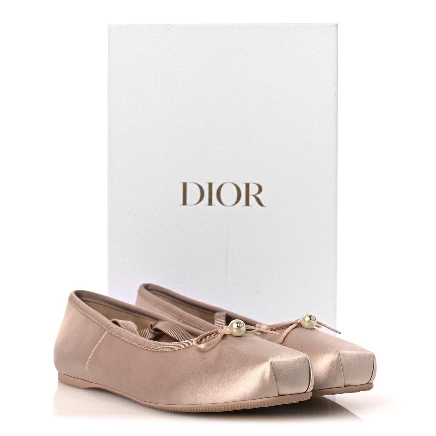 Satin Grosgrain D-Joy Ballet Flats 40 Beige Rose