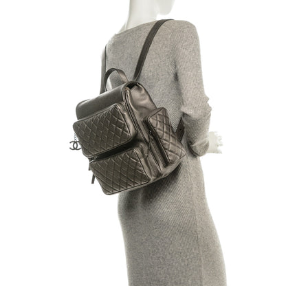 Chanel Metallic Grained Calfskin Quilted Large Casual Rock Backpack Charcoal 2 of 7