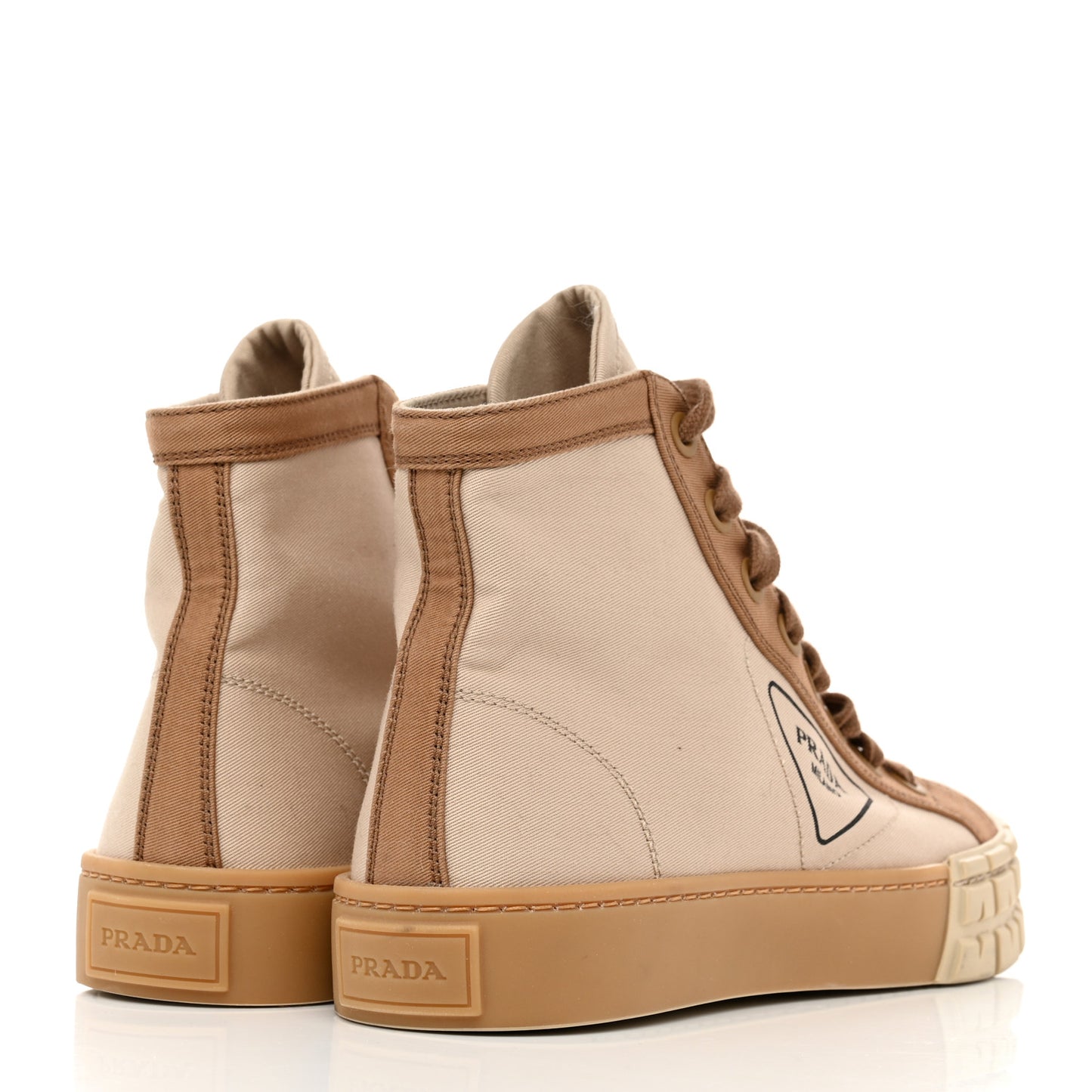 Gabardine Triangle Logo Bi-Color Wheel High Top 35mm Sneakers 38 Corda Kaki