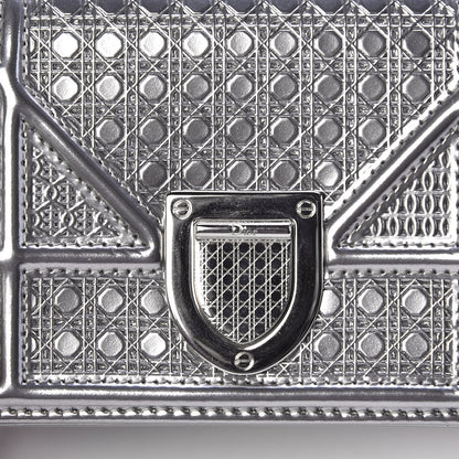 Christian Dior Metallic Patent Micro-Cannage Baby Diorama Flap Bag Silver 10 of 11