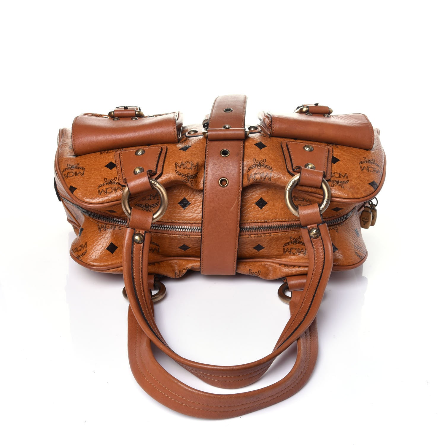 MCM Visetos Satchel Cognac 11 of 12