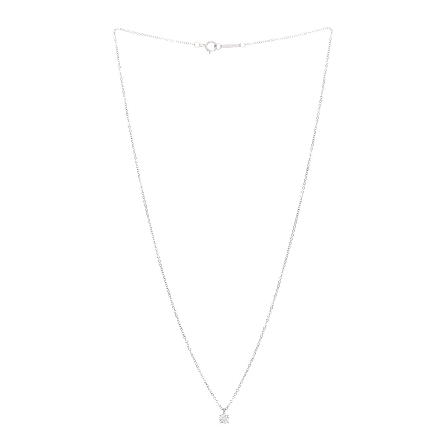 Tiffany Platinum Diamond .25ct Solitaire Pendant Necklace 3 of 4
