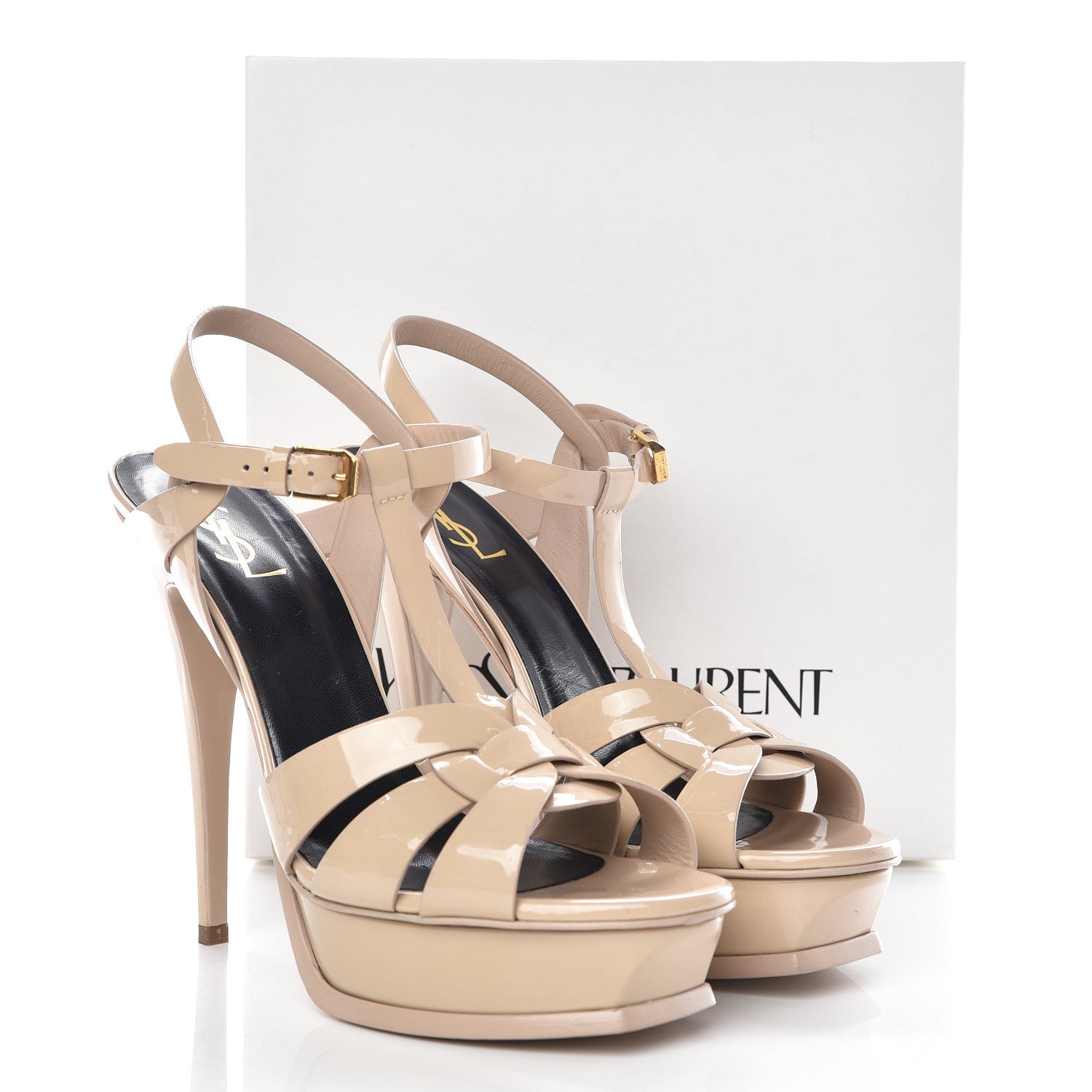 Saint Laurent Patent Tribute 105 Platform Sandals 41.5 Nude Powder 11 of 11