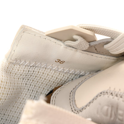 Fendi Calfskin Fabric FF Fendi Flow Low Top Sneakers 36 White 8 of 10