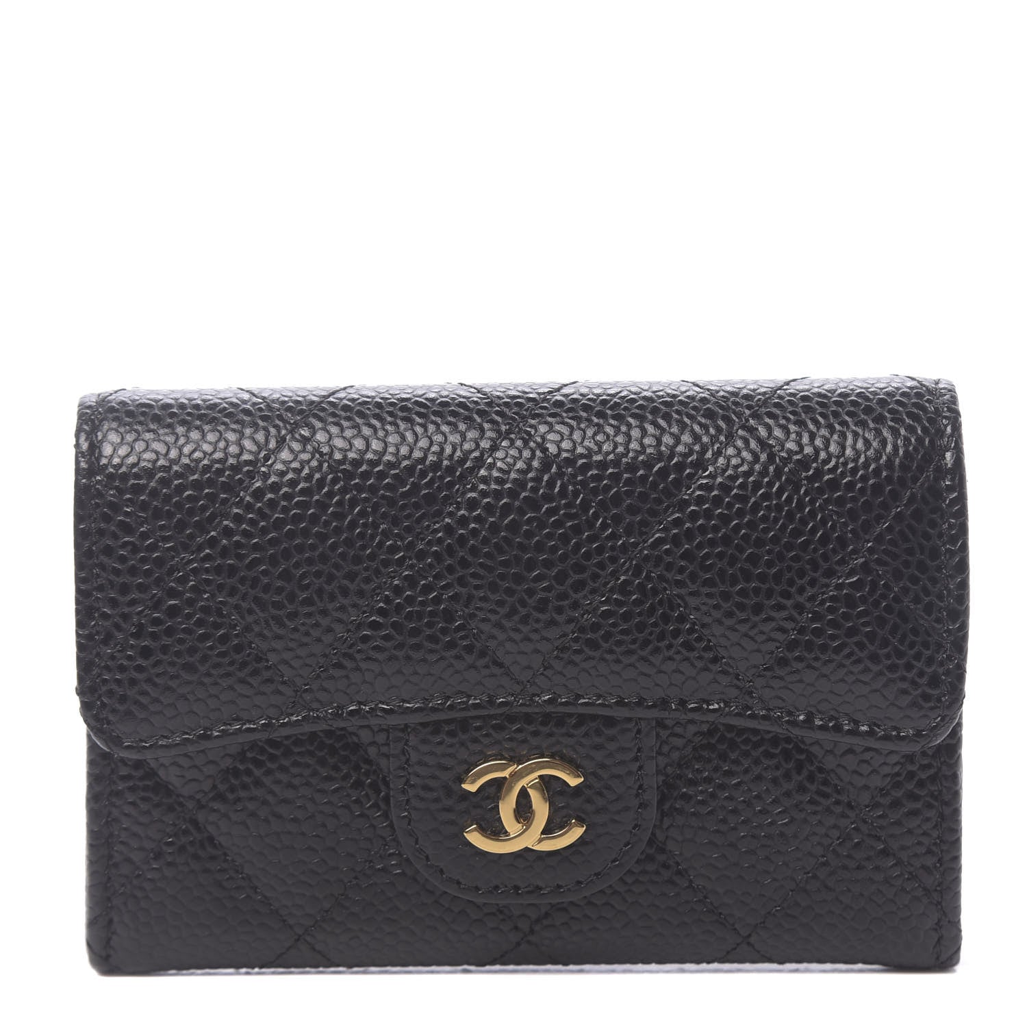 Chanel Caviar Quilted Flap Card Holder Wallet Black 1 of 9