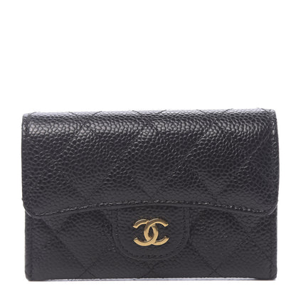 Chanel Caviar Quilted Flap Card Holder Wallet Black 1 of 9