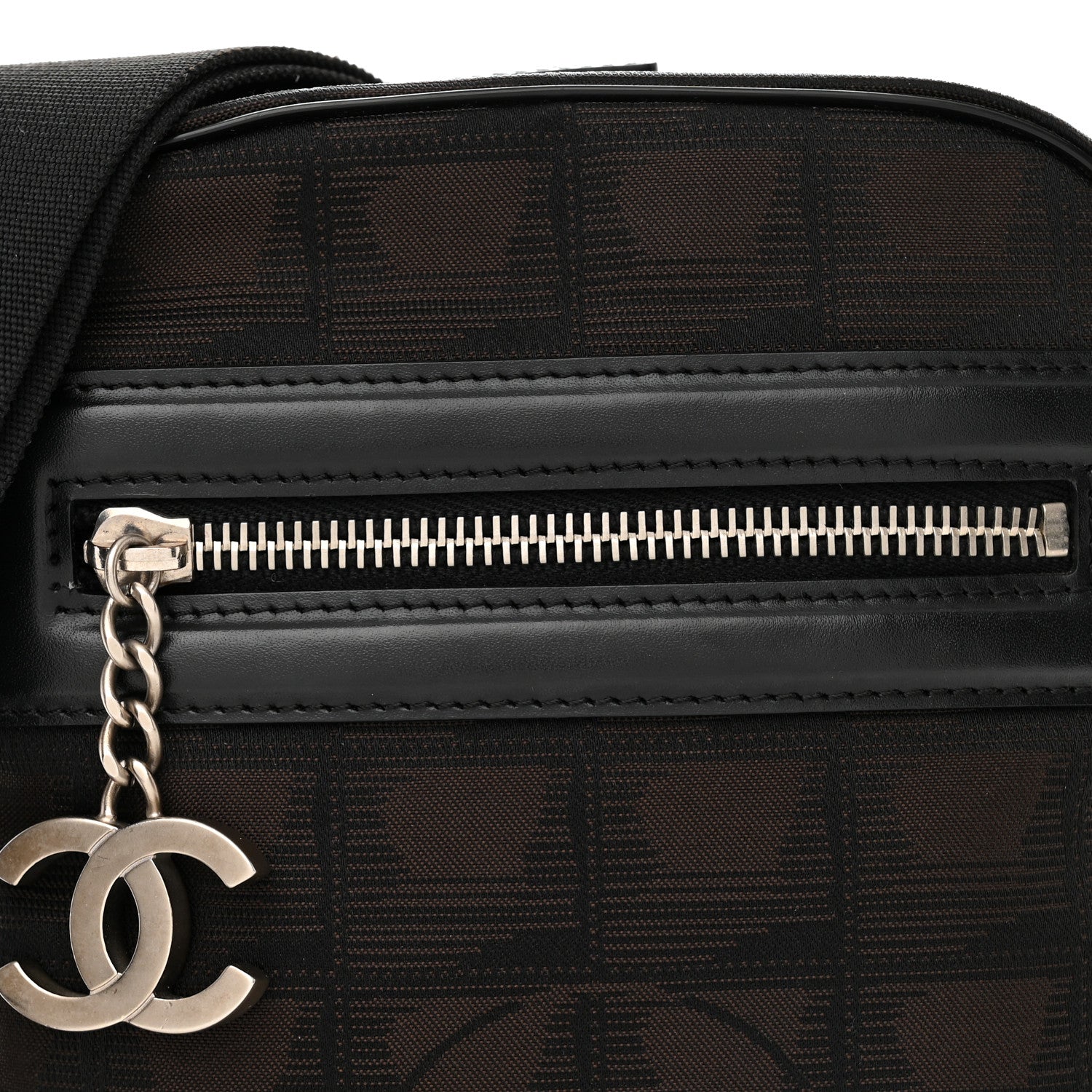Chanel Nylon Travel Crossbody Bag Brown Black 8 of 12