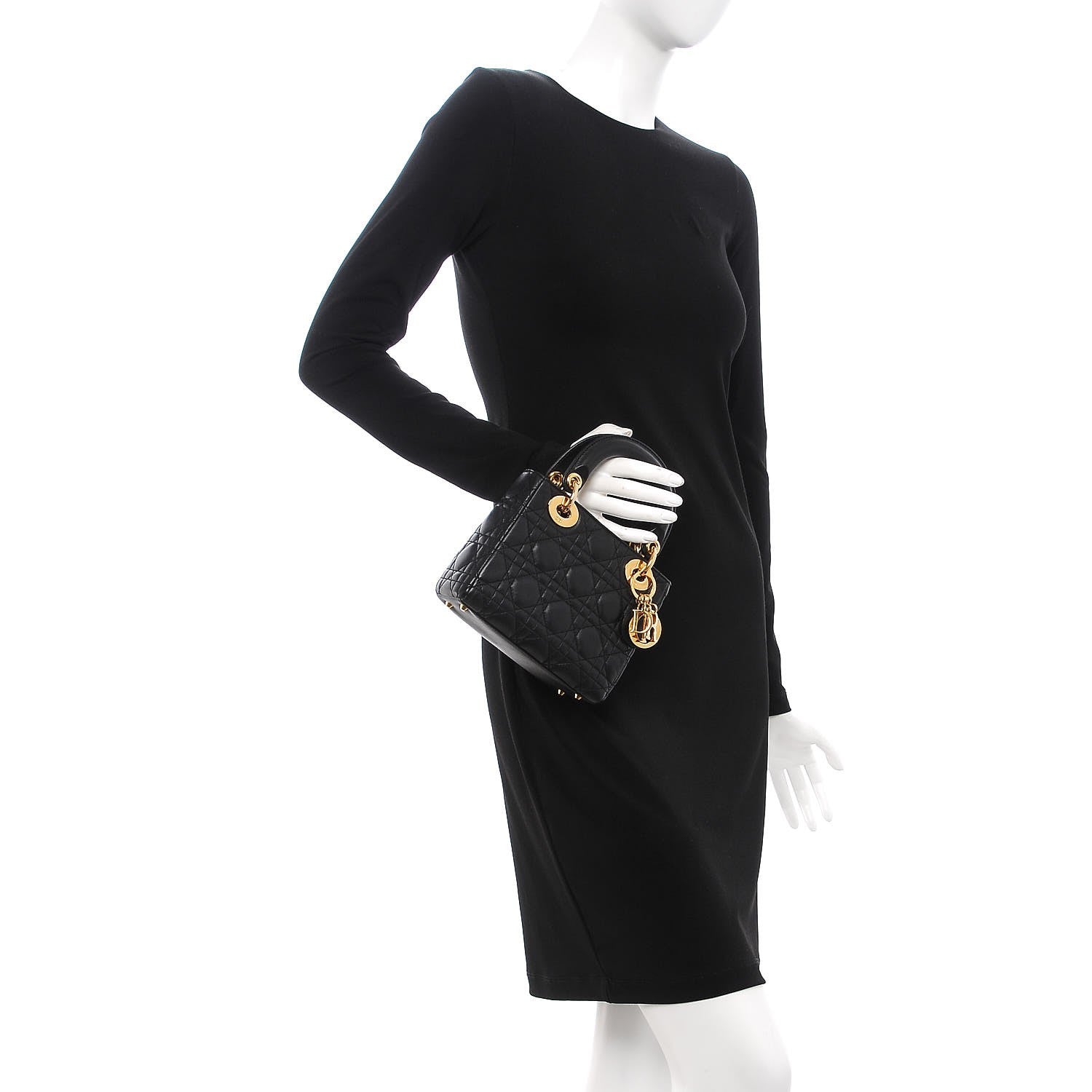 Christian Dior Lambskin Cannage Mini Lady Dior Black 2 of 7