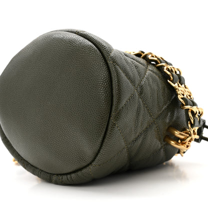 Chanel Caviar Quilted Coco First Bucket Clutch With Chain Khaki 10 of 11