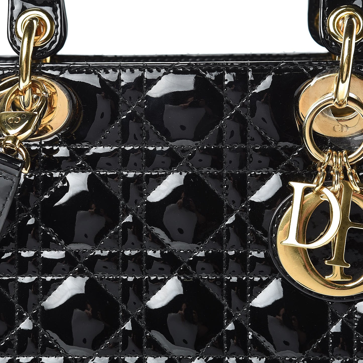 Patent Cannage Medium Lady Dior Black