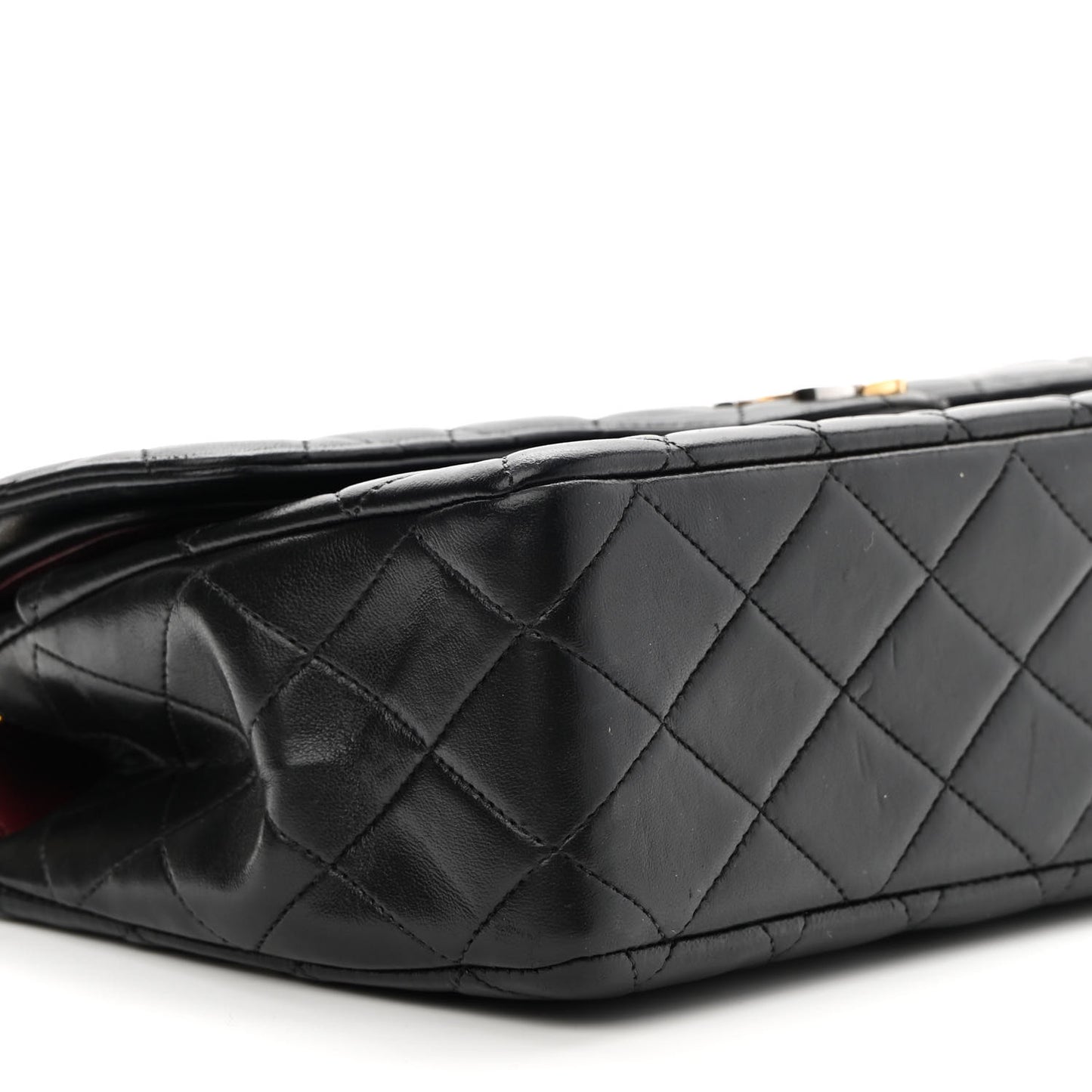 Lambskin Quilted Medium Double Flap Black