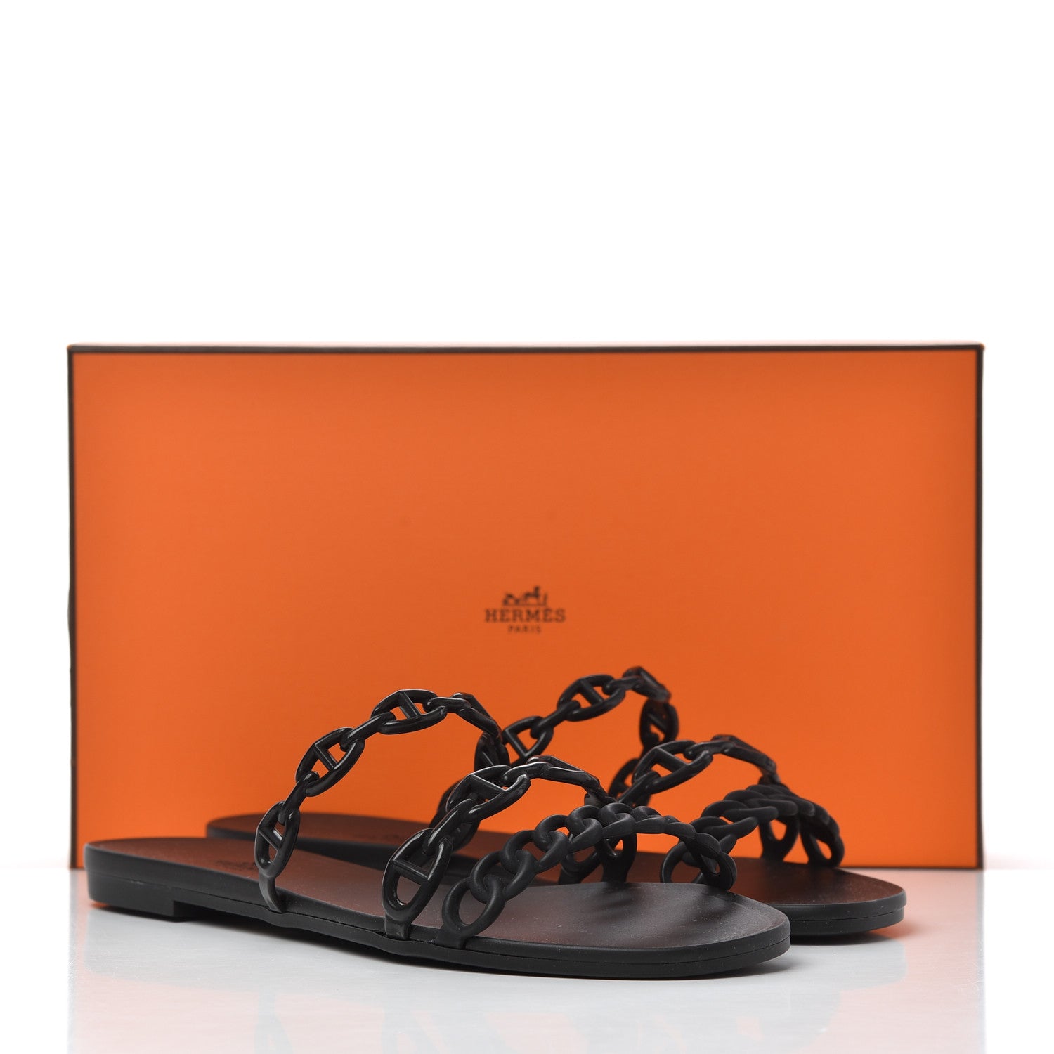 Hermes Rubber Chaine d'Ancre Rivage Sandals 38 Black 9 of 9