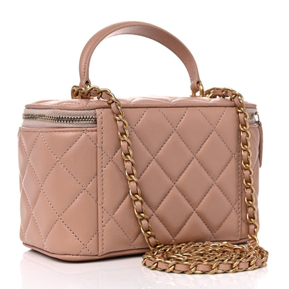 Chanel Lambskin Quilted Small Top Handle Vanity Case With Chain Beige 3 of 10