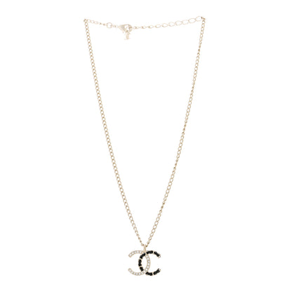Chanel Lambskin Crystal CC Chain Necklace Gold Black 3 of 6