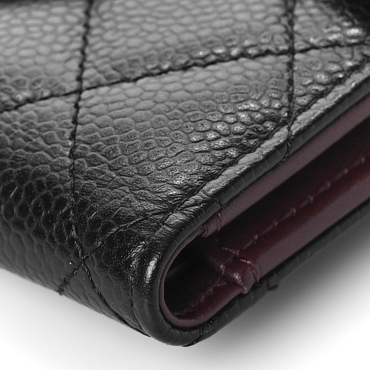 Caviar Quilted Compact Flap Wallet Black