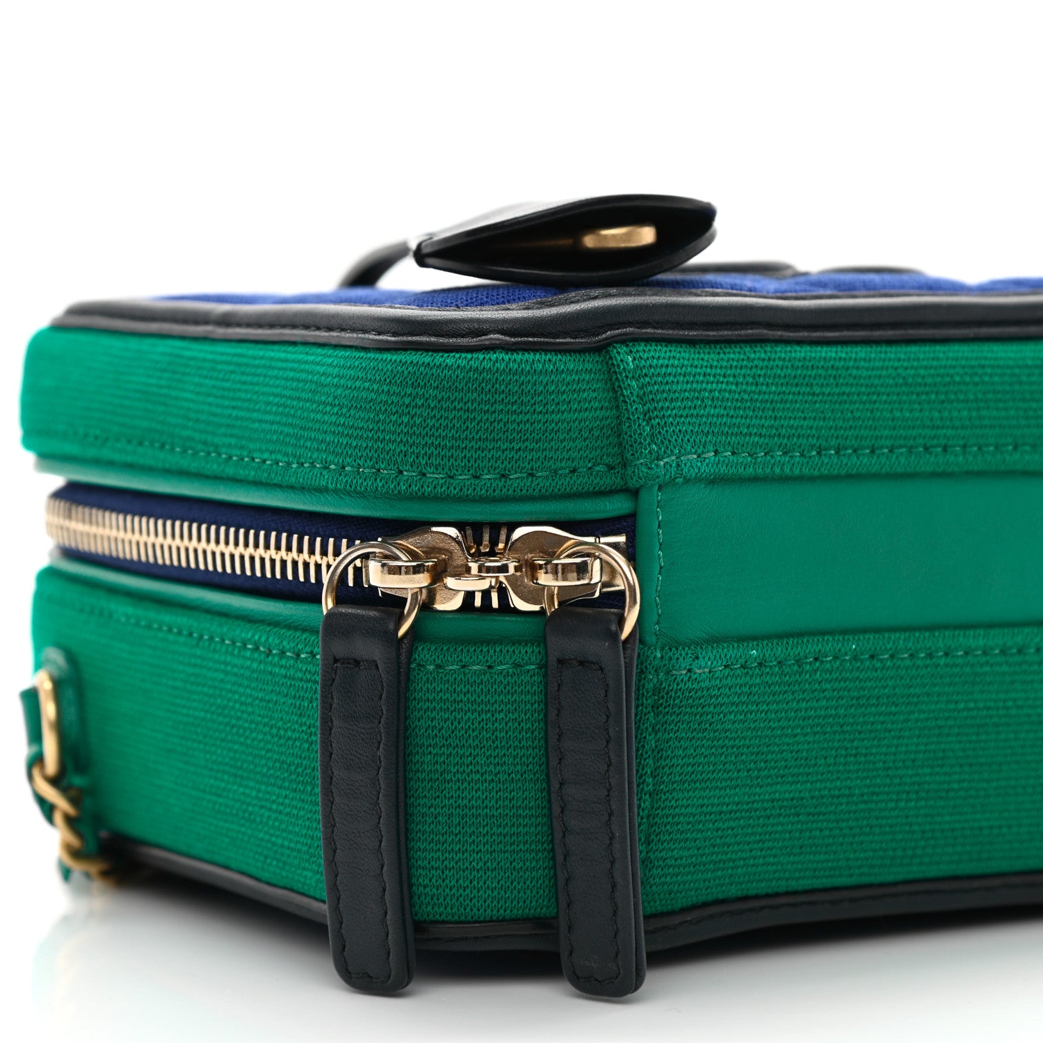 Chanel Jersey Quilted Small CC Filigree Vanity Case Blue Green 9 of 10