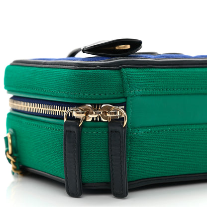 Chanel Jersey Quilted Small CC Filigree Vanity Case Blue Green 9 of 10