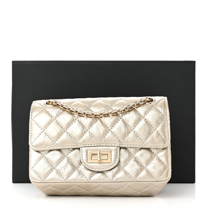 Chanel Metallic Aged Calfskin Quilted 2.55 Reissue Mini Flap Light Gold 11 of 11