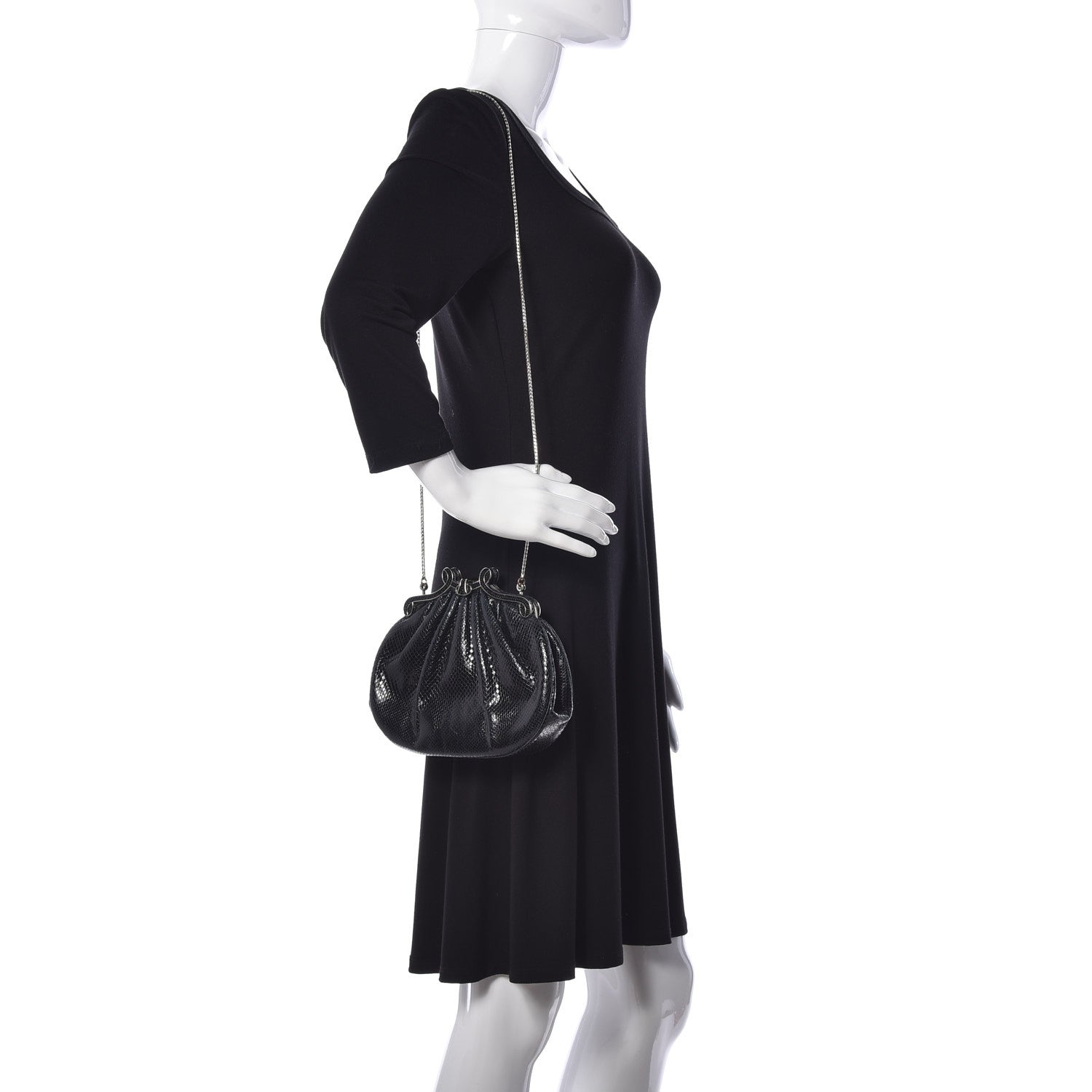 Judith Leiber Snakeskin Crystal Evening Bag Black 2 of 11