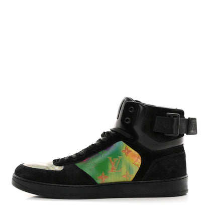 Louis Vuitton Suede Monogram Mens Rivoli High Top Sneakers 8 Black Multicolor 1 of 12