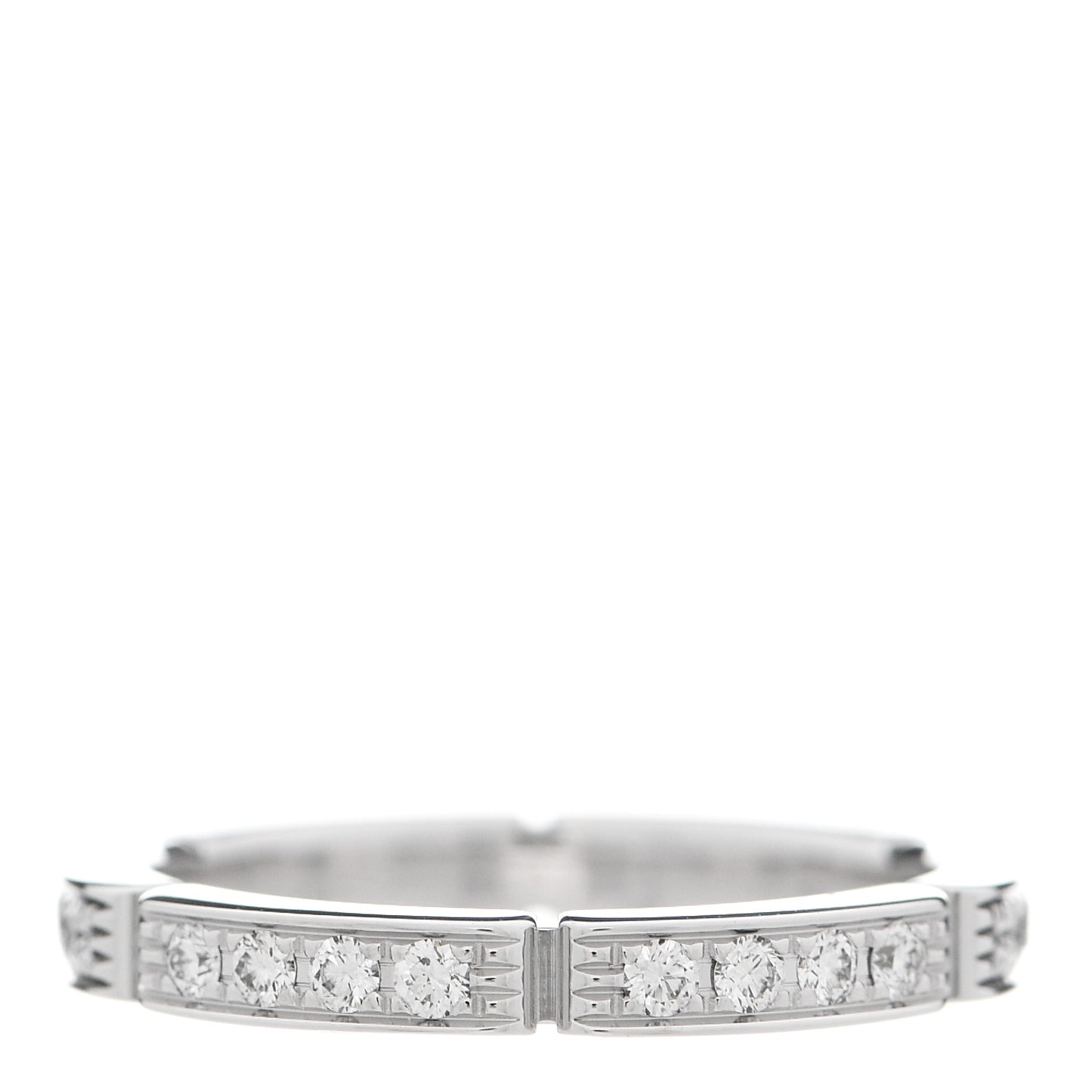 18K White Gold Diamond Maillon Panthere Half Diamond Wedding Band Ring 49 5