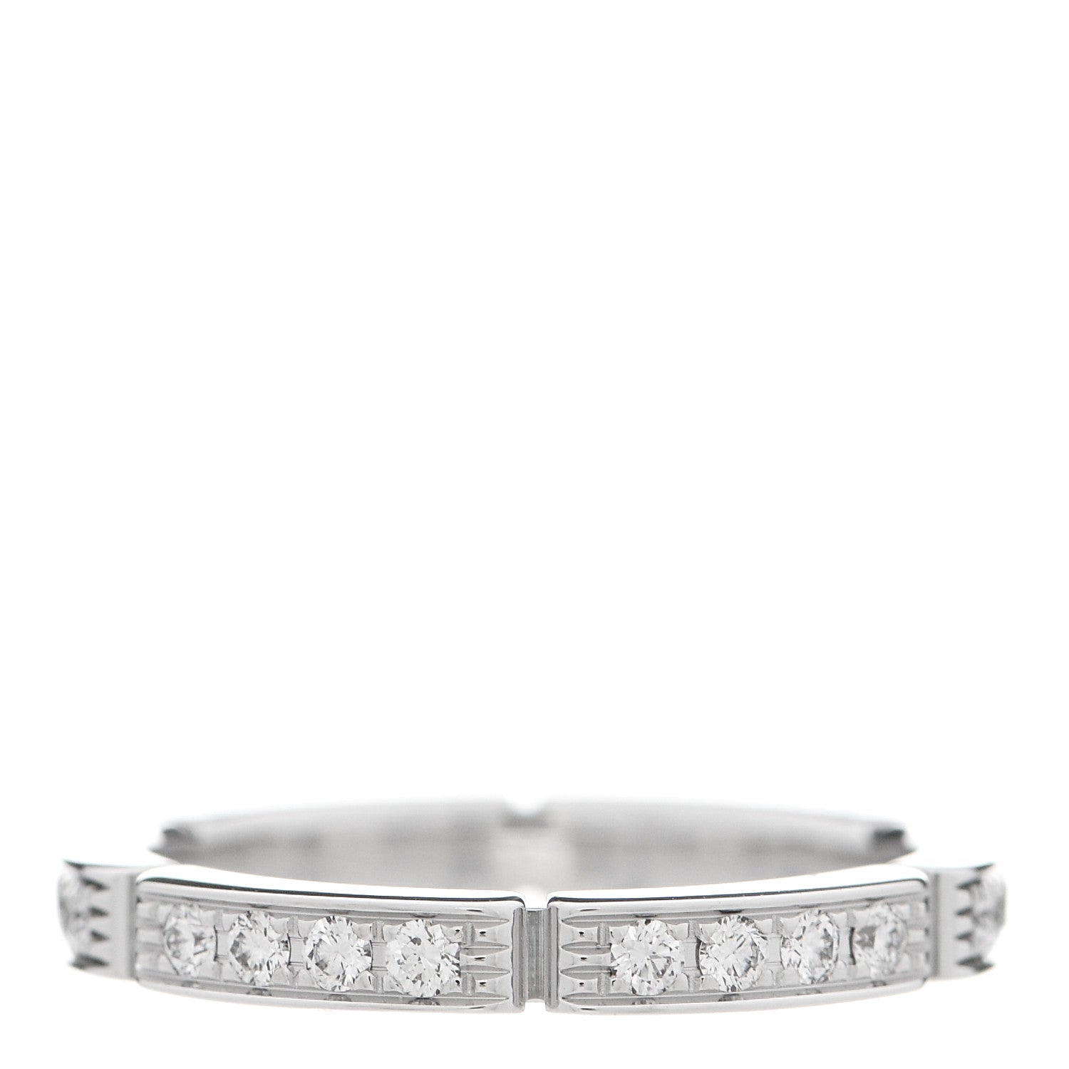 Cartier 18K White Gold Diamond Maillon Panthere Half Diamond Wedding Band Ring 49 5 2 of 4