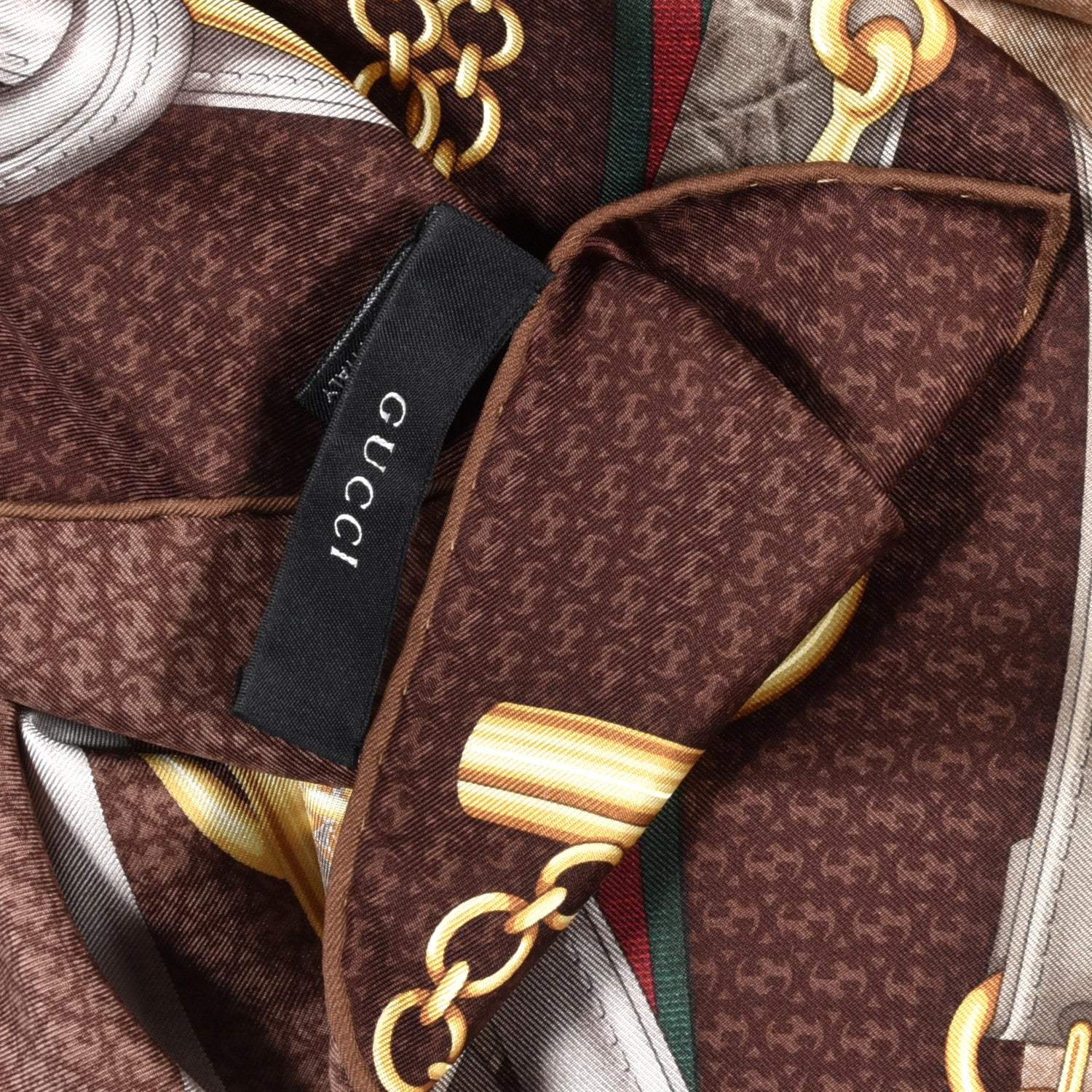 Gucci Silk Interlocking G Belts Scarf Brown 3 of 4