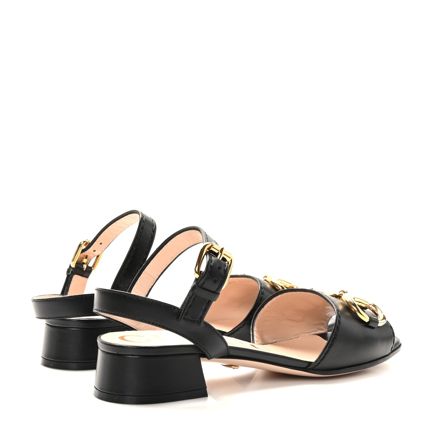 Gucci Nappa Charlotte Horsebit Block Heel 45mm Sandals 36.5 Black 4 of 8