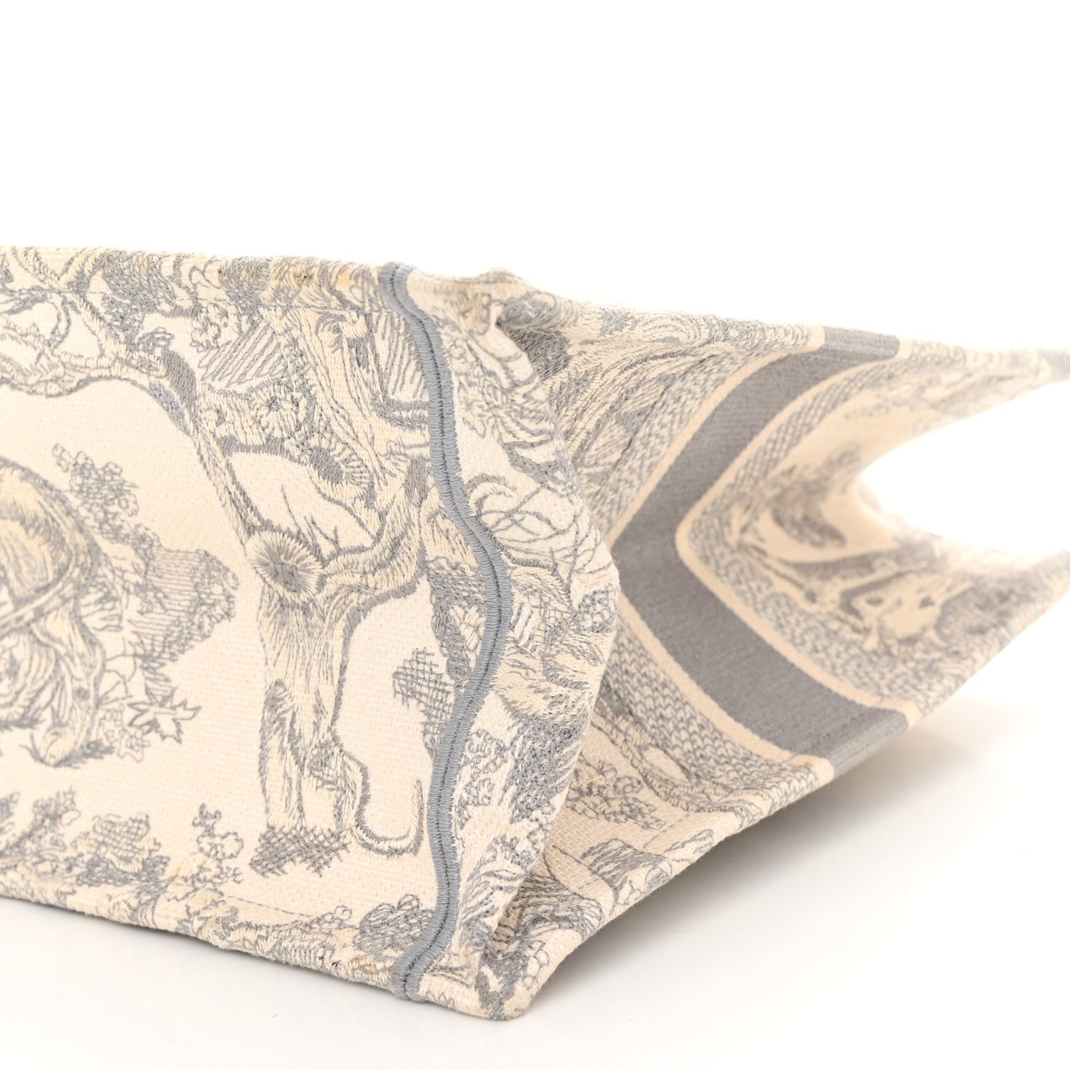 Christian Dior Canvas Embroidered Medium Dioriviera Toile De Jouy Book Tote Gray 10 of 15