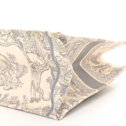 Christian Dior Canvas Embroidered Medium Dioriviera Toile De Jouy Book Tote Gray 10 of 15