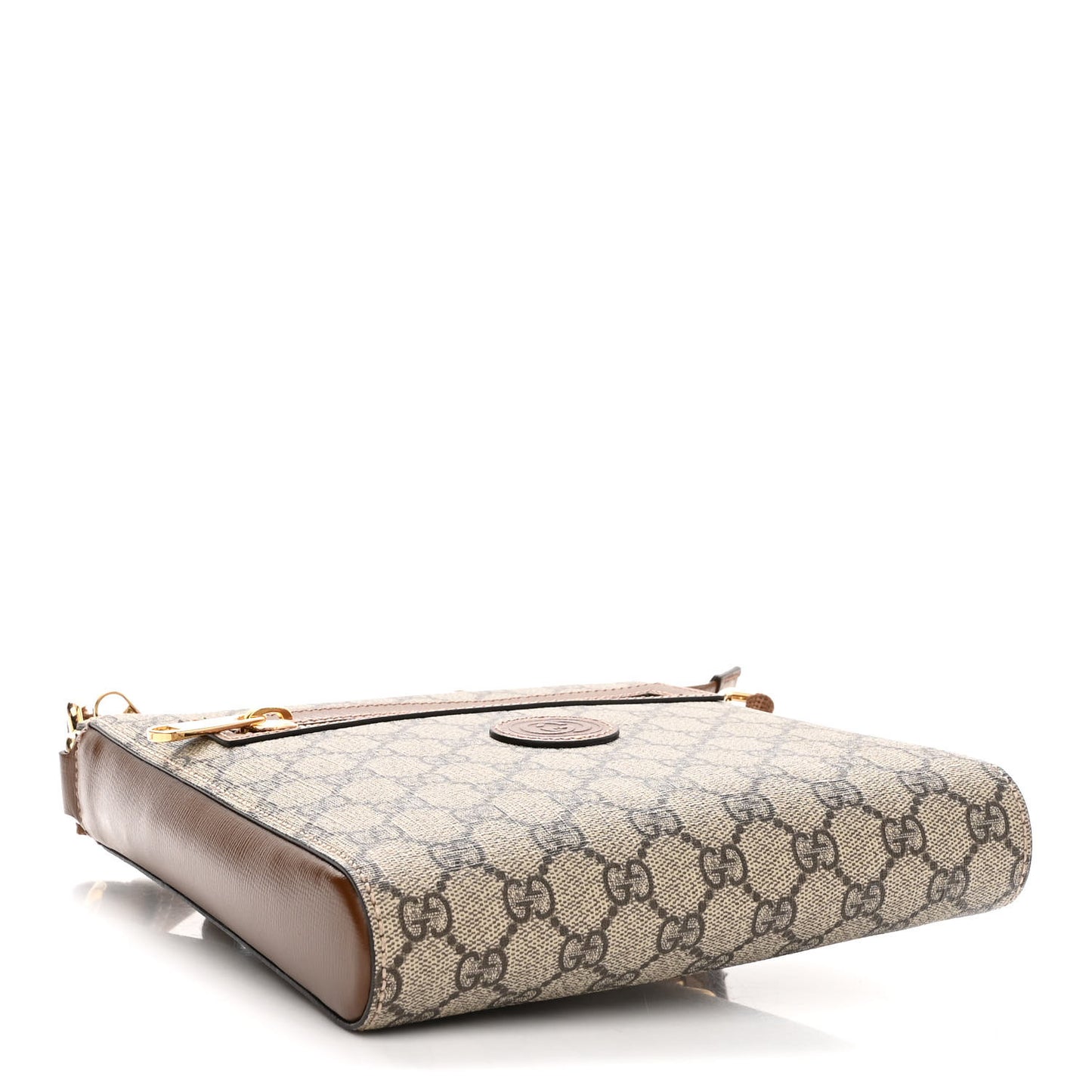 GG Supreme Monogram Azalea Calfskin Retro Interlocking G Flat Messenger Bag Beige Ebony Brown Sugar