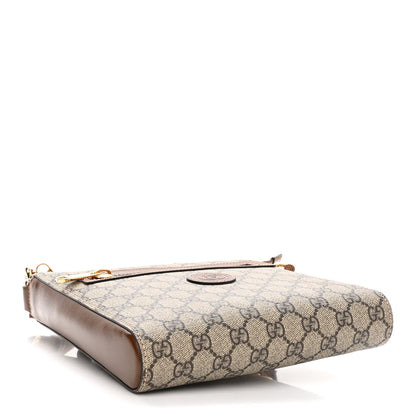 Gucci GG Supreme Monogram Azalea Calfskin Retro Interlocking G Flat Messenger Bag Beige Ebony Brown Sugar 4 of 10