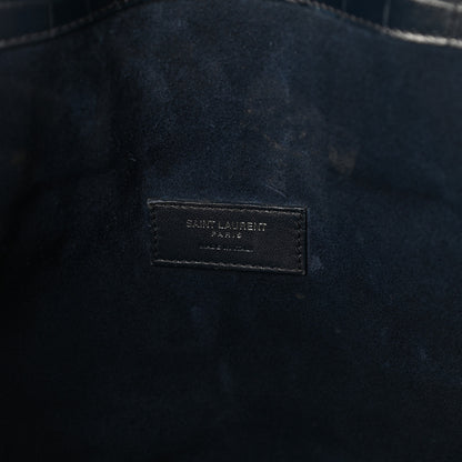 Saint Laurent Calfskin Crocodile Embossed Medium Souple Sac De Jour Medium Blue 6 of 9
