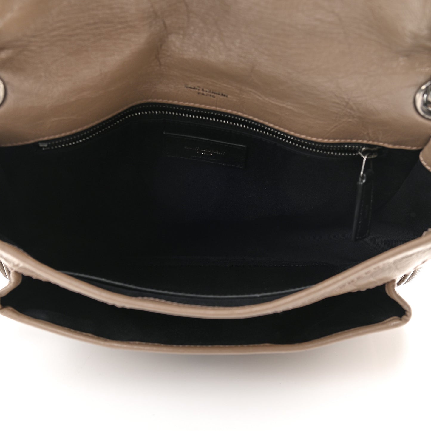 Crinkled Calfskin Matelasse Monogram Medium Niki Chain Satchel Taupe