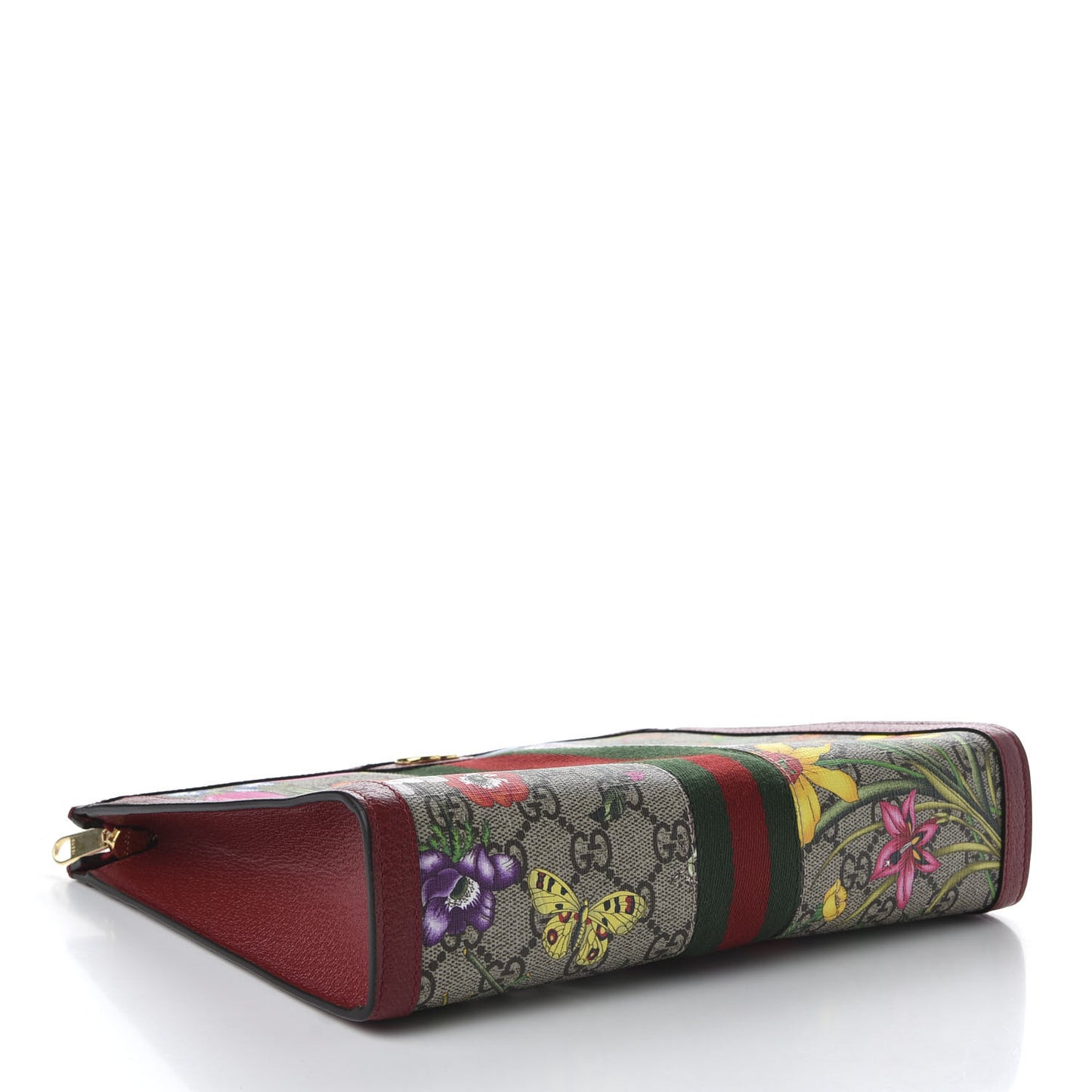 GG Supreme Monogram Flora Web Ophidia Pouch Red