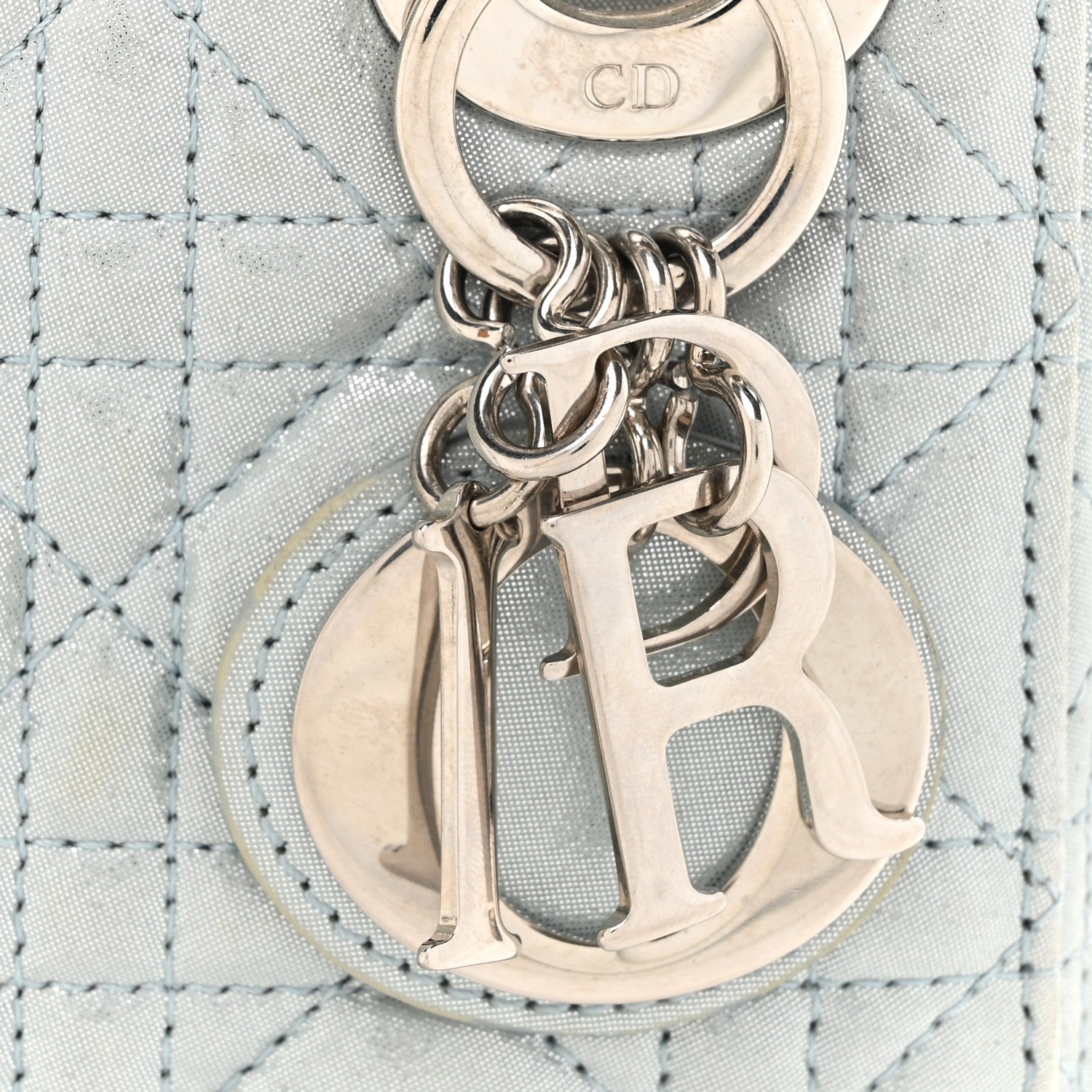 Christian Dior Metallic Lambskin Cannage Mini Lady Dior Light Blue 15 of 16