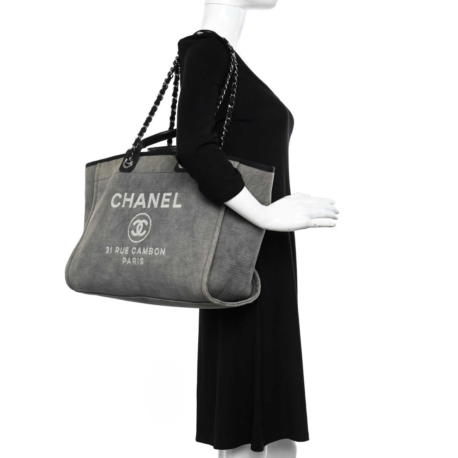 Chanel Canvas Medium Deauville Tote Grey 2 of 10