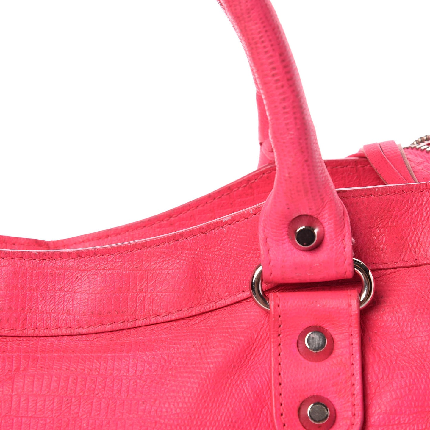 Calfskin Lizard Embossed Classic Silver Hardware City Rose Fluo