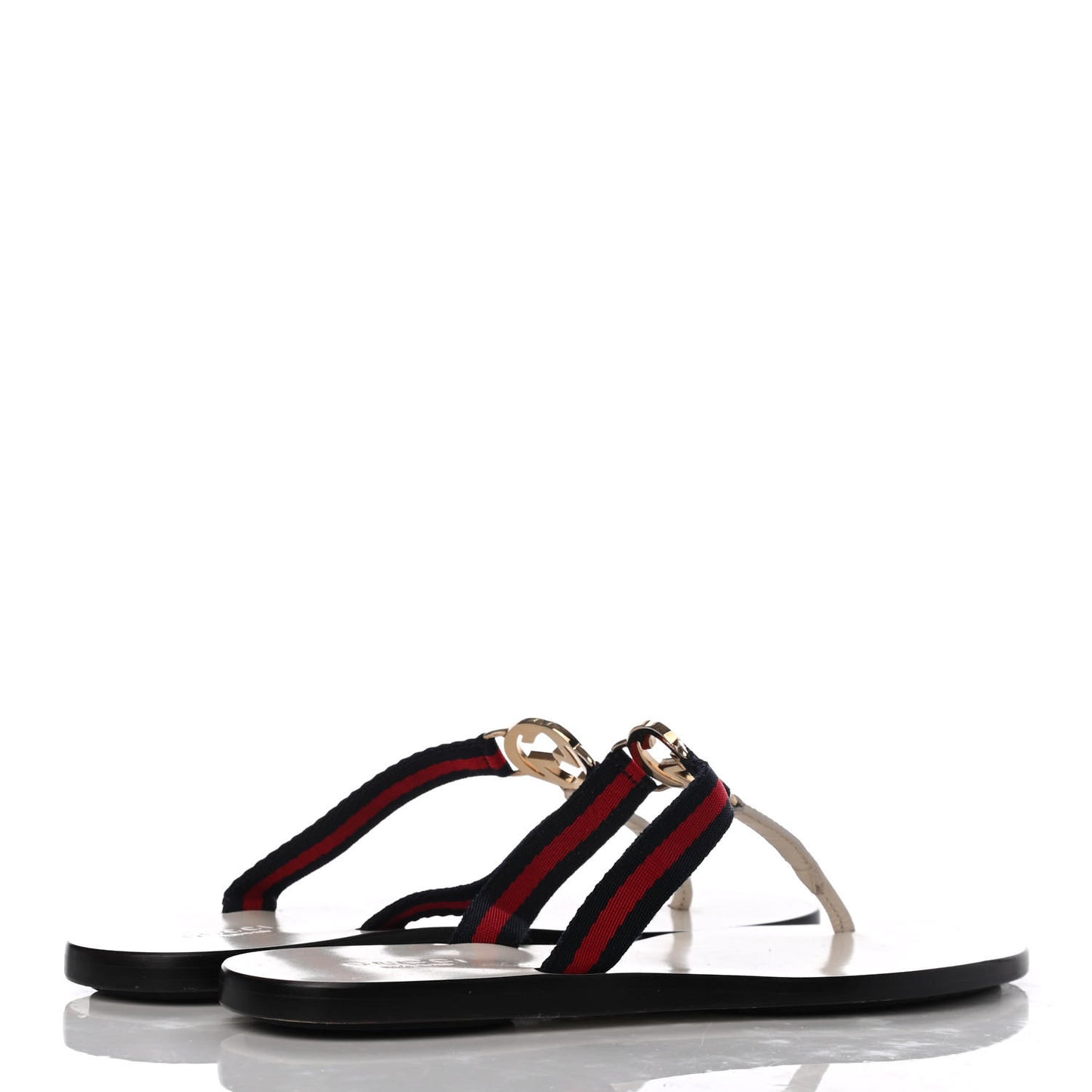 Nylon Calfskin Web Womens Thong Sandals 35 White Blue Red