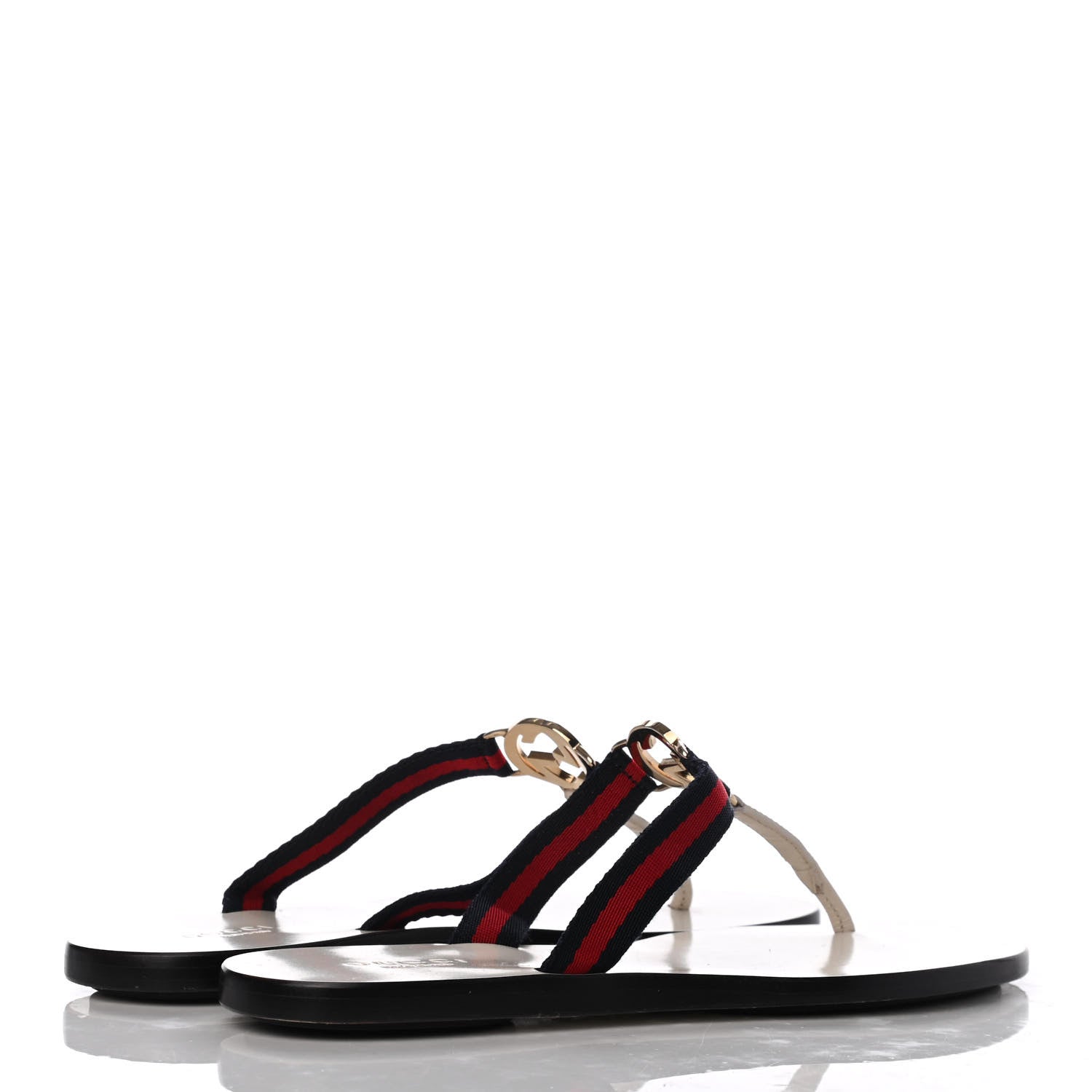 Gucci Nylon Calfskin Web Womens Thong Sandals 35 White Blue Red 4 of 7