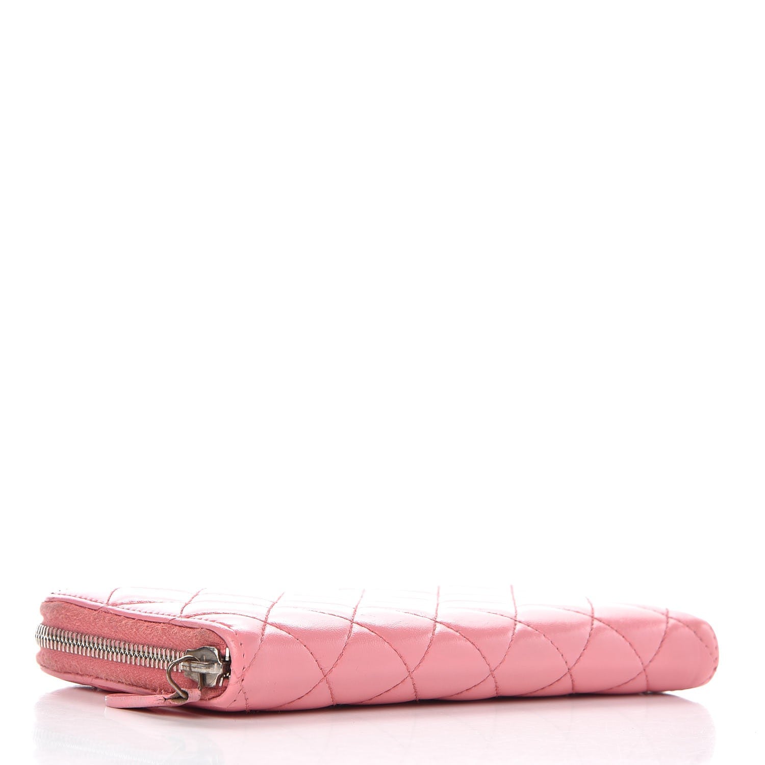 Chanel Lambskin Quilted Large Gusset Zip Around Wallet Pink 4 of 17