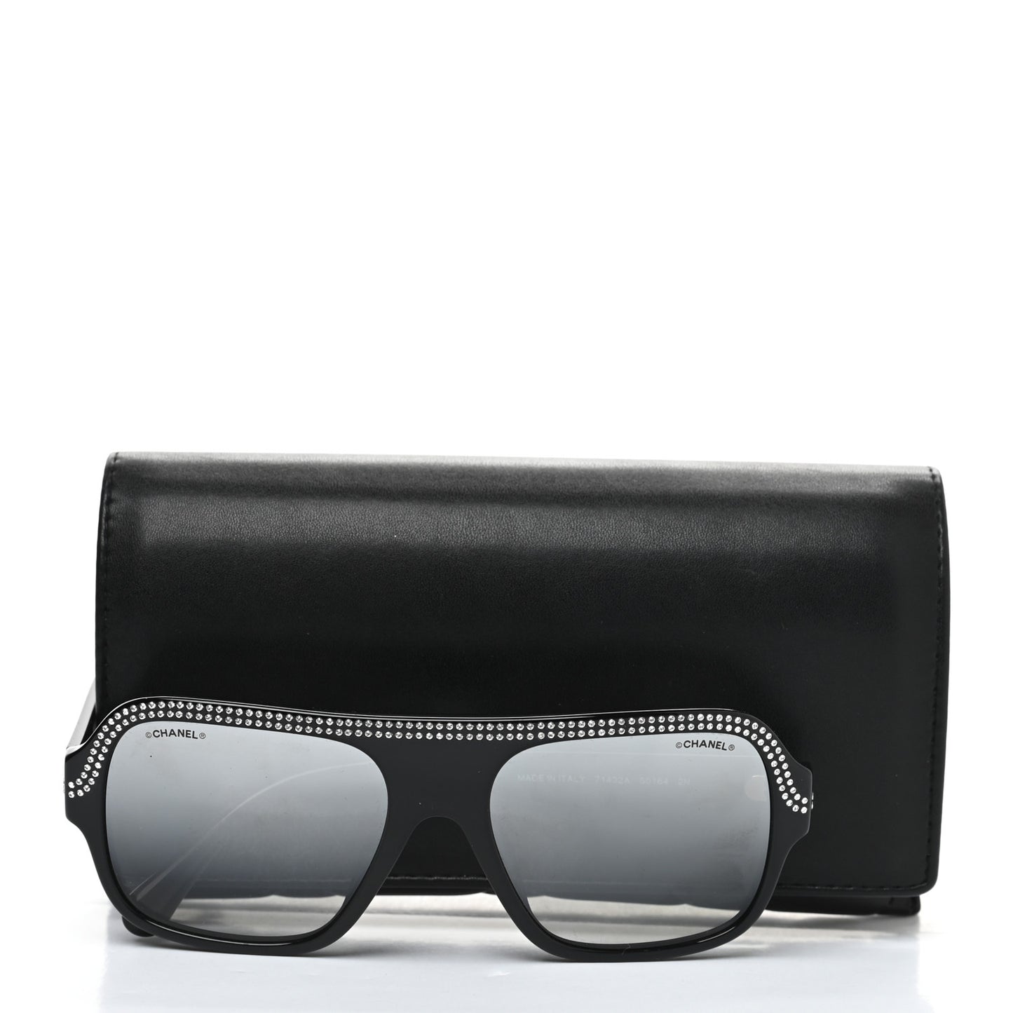 Crystal CC Shield Sunglasses 71432A Black Silver