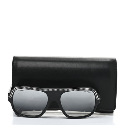 Chanel Crystal CC Shield Sunglasses 71432A Black Silver 7 of 7