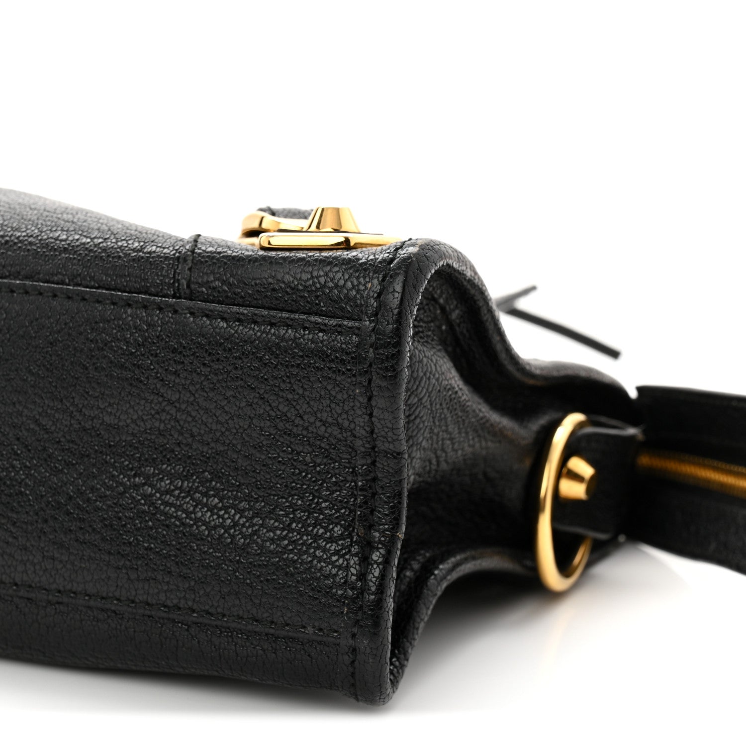 Balenciaga Chevre Gold Metallic Edge Hardware Mini City Black