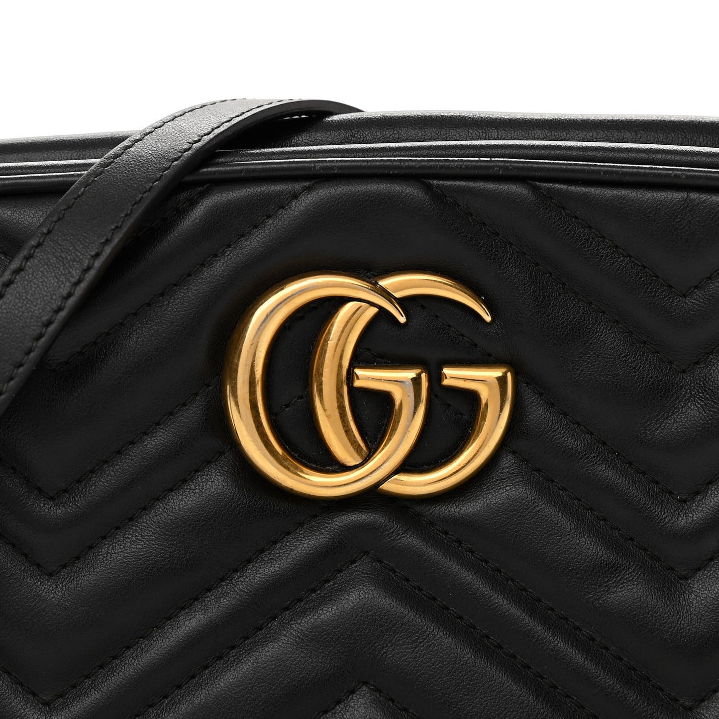 Calfskin Matelasse Small GG Marmont Chain Shoulder Bag Black