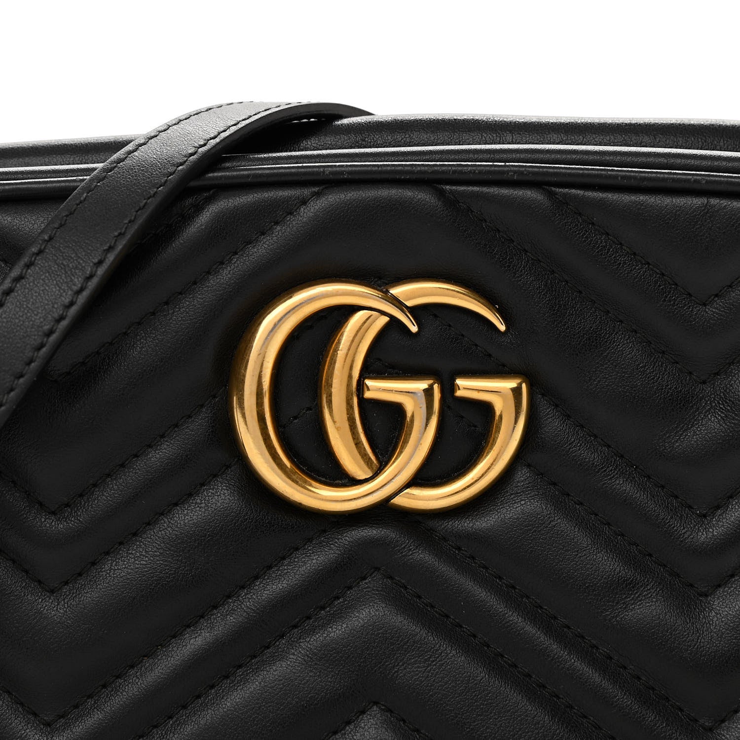 Gucci Calfskin Matelasse Small GG Marmont Chain Shoulder Bag Black 8 of 13