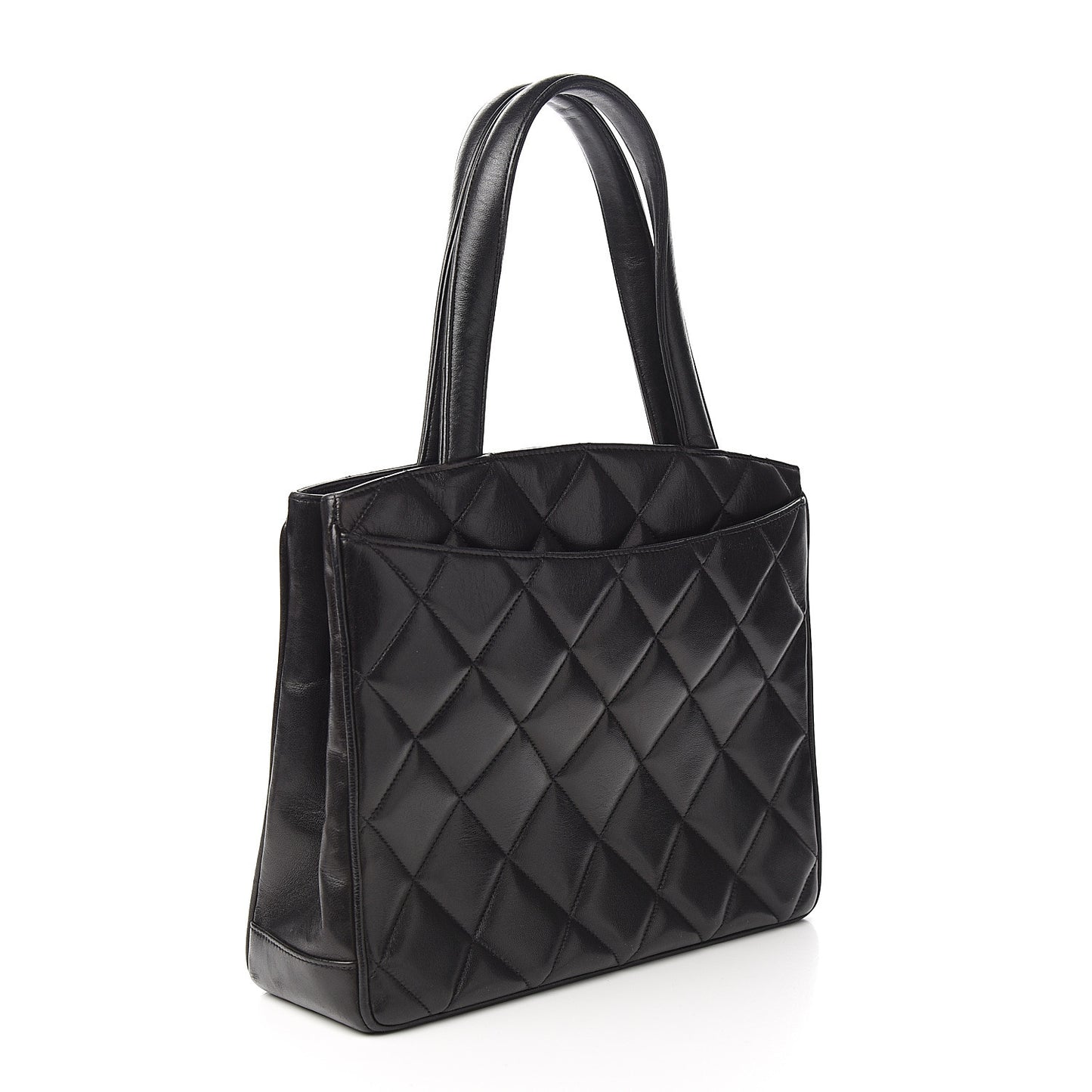 Lambskin Quilted CC Shoulder Bag Black