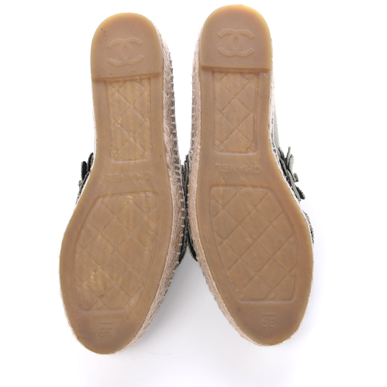 Chanel Fabric Camellia CC Espadrilles 39 Khaki 5 of 10