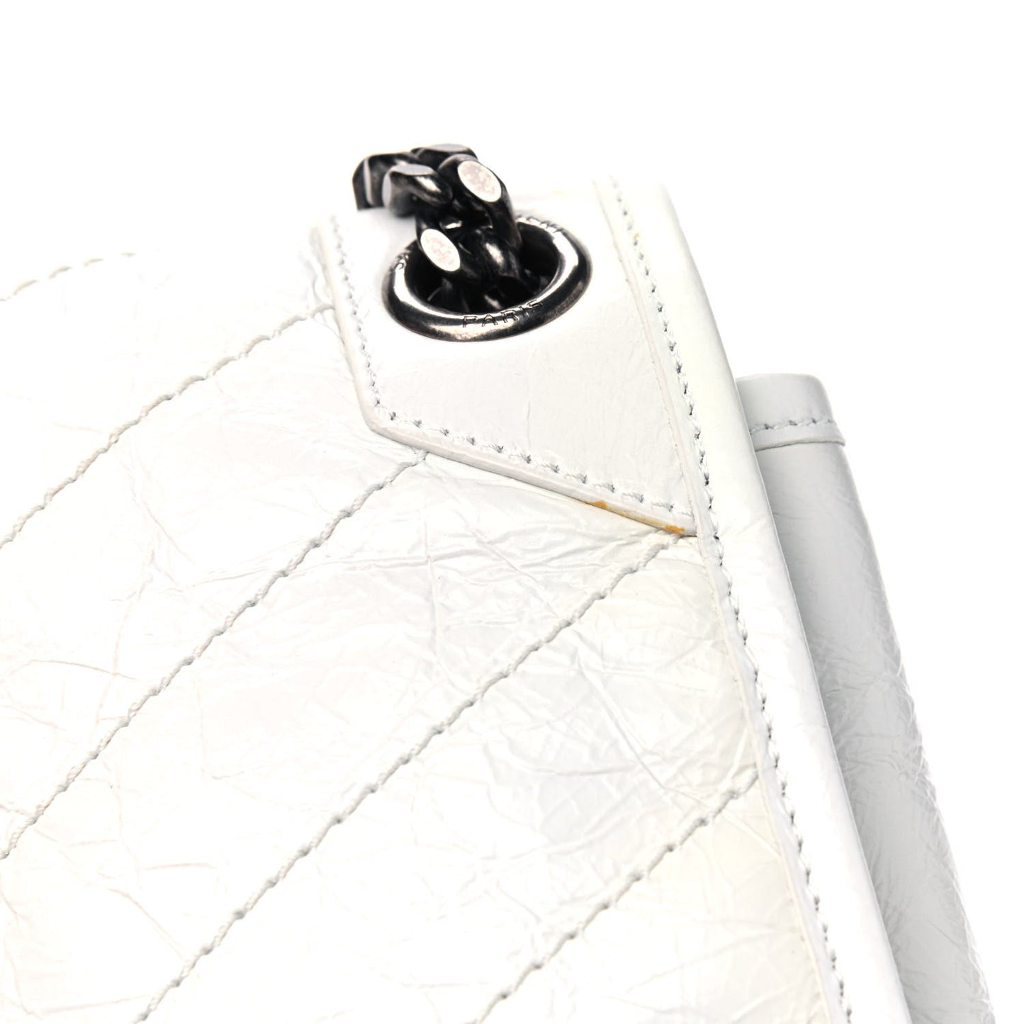 Crinkled Calfskin Matelasse Monogram Medium Niki Chain Satchel Dirty White