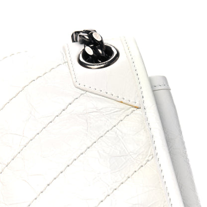 Saint Laurent Crinkled Calfskin Matelasse Monogram Medium Niki Chain Satchel Dirty White 5 of 6